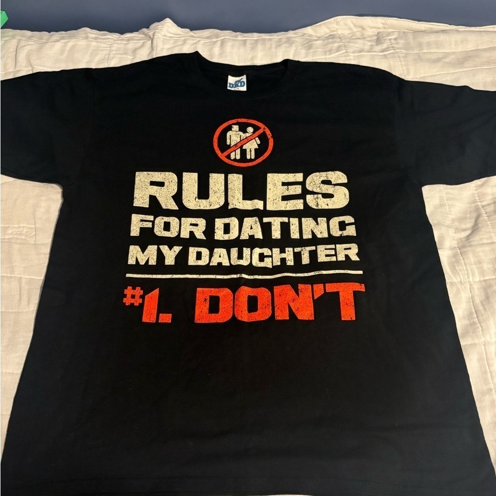 Funny Dad T Shirt  “Rules for dating my daughter” size large